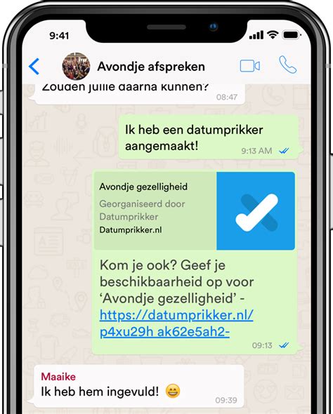 Datumprikker can now also be shared via WhatsApp